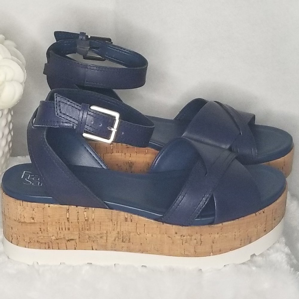 New Franco Sarto Women Platform Ankle Strap Sand